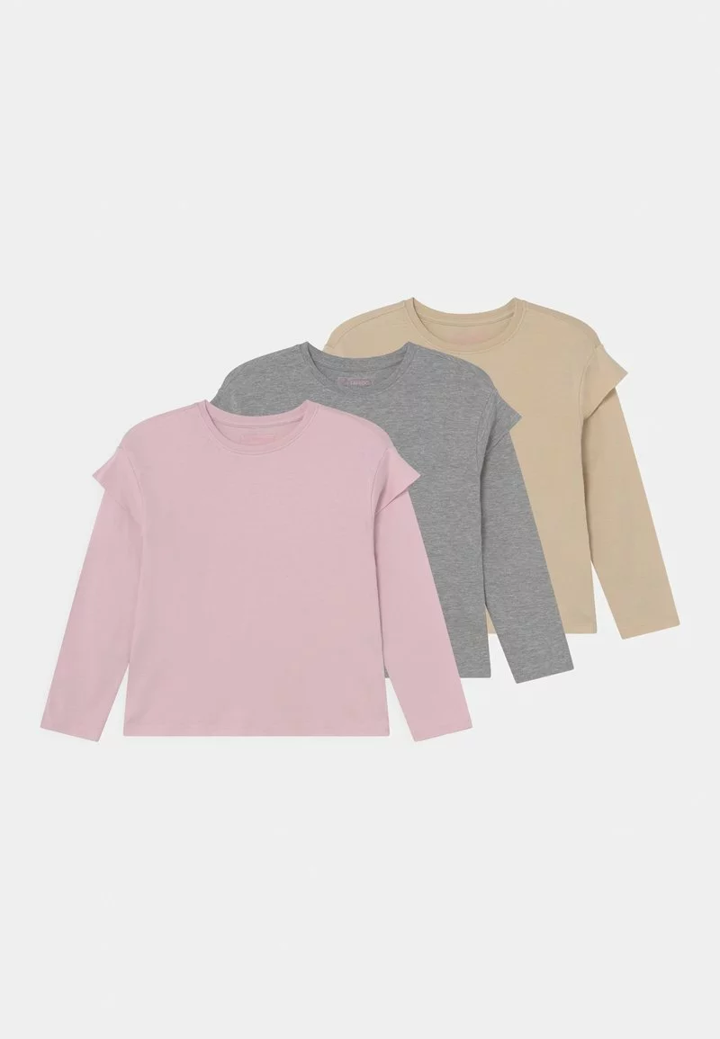 Friboo 3 PACK - Langarmshirt - Purple /beige/mottled Grey, Kinder 3 Friboo 3 PACK - Langarmshirt - Purple /beige/mottled Grey, Kinder