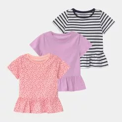 Friboo 3 PACK - T-Shirt Print - Pink/purple/black, Kinder