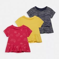 Friboo PEPLUM HEM TEE 3 PACK - T-Shirt Print - Red / Yellow /blue, Kinder